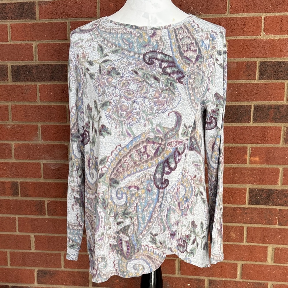 Zenergy by Chico’s Paisley Long Sleeve Top - Purple and Gray